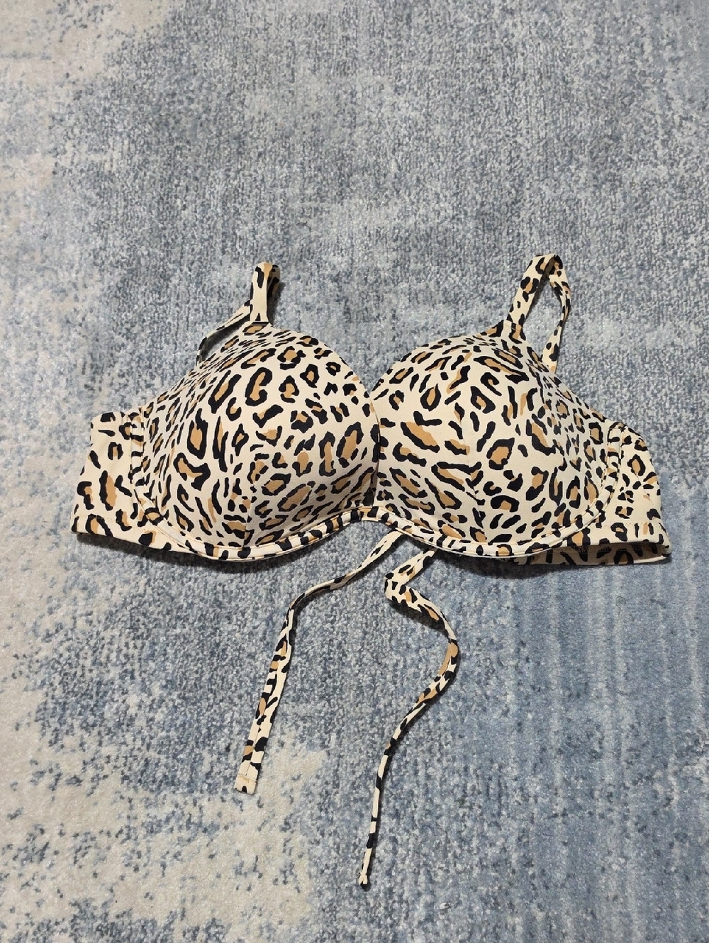 Shade & Shore Leopard Print Bra - Beige, Black & Tan Swim Top  Size 38DD.